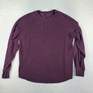 Goodman Brand Henley Sweatshirt Mens 2XL XXL Plum Purple Crewneck Long Sleeve